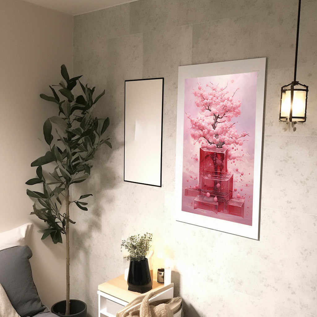 桜のアートポスター廊下配置イメージ