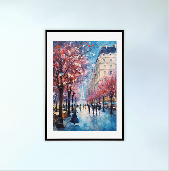桜のアートポスター黒フレームあり