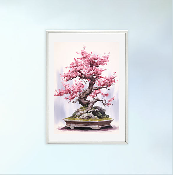 桜のアートポスター白フレームあり