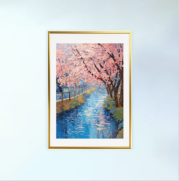 桜のアートポスター金フレームあり