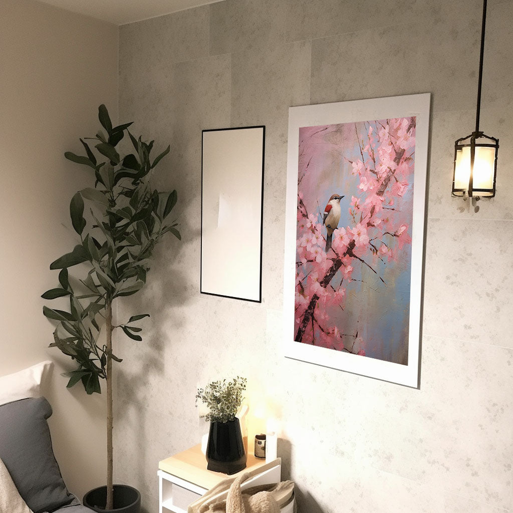 桜のアートポスター廊下配置イメージ