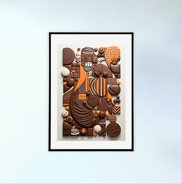 チョコレートのアートポスター黒フレームあり