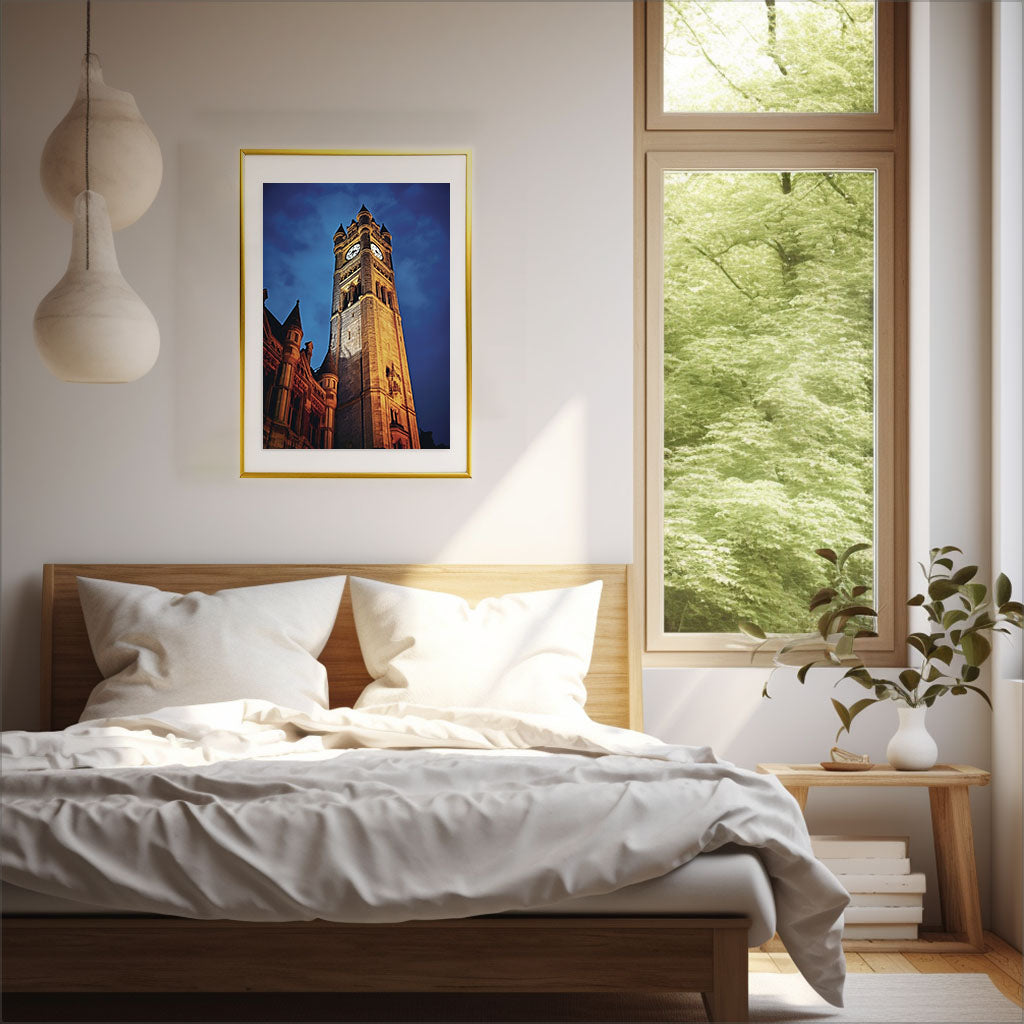 時計のアートポスター寝室配置イメージ