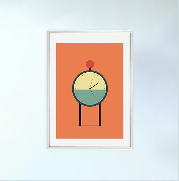 時計のアートポスター銀フレームあり