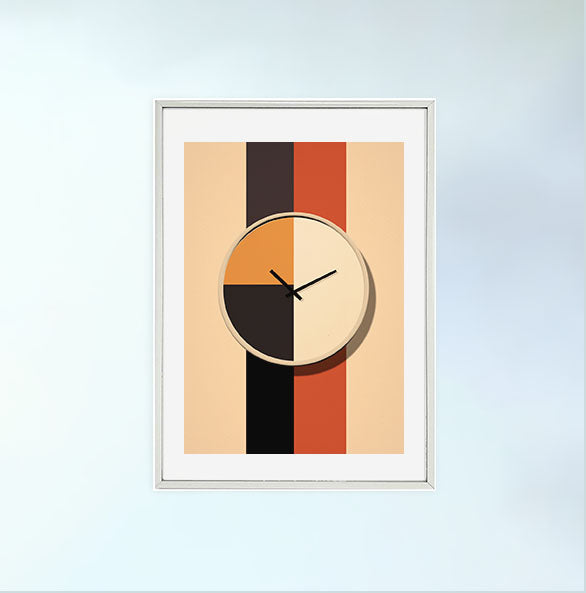 時計のアートポスター銀フレームあり