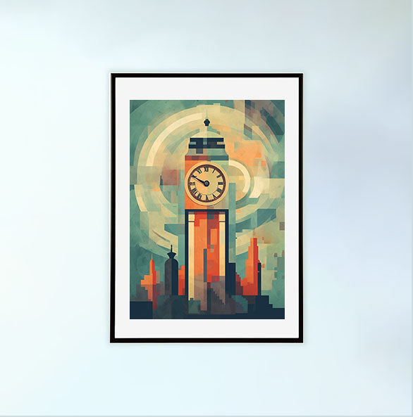 時計のアートポスター黒フレームあり