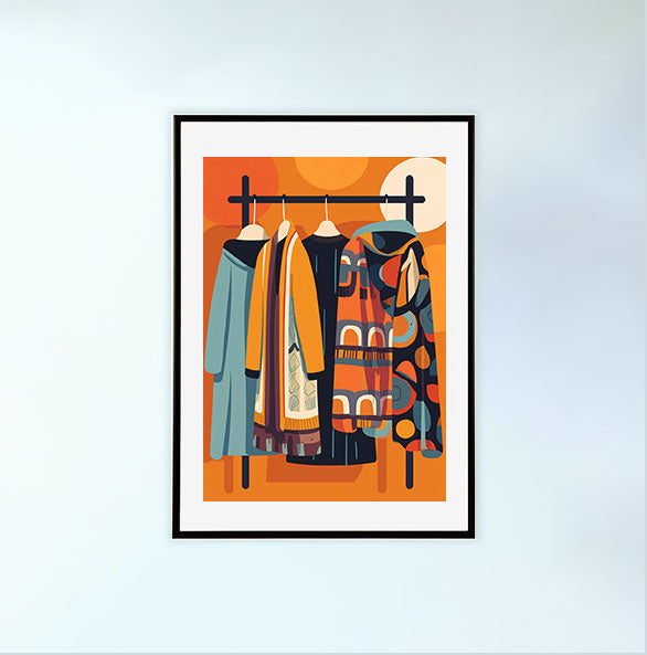 着物のアートポスター黒フレームあり