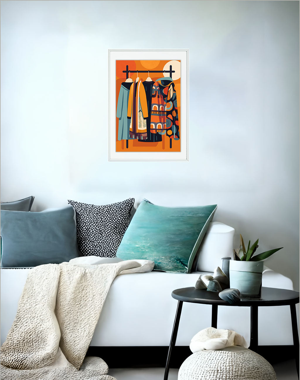 着物のアートポスターソファ配置イメージ