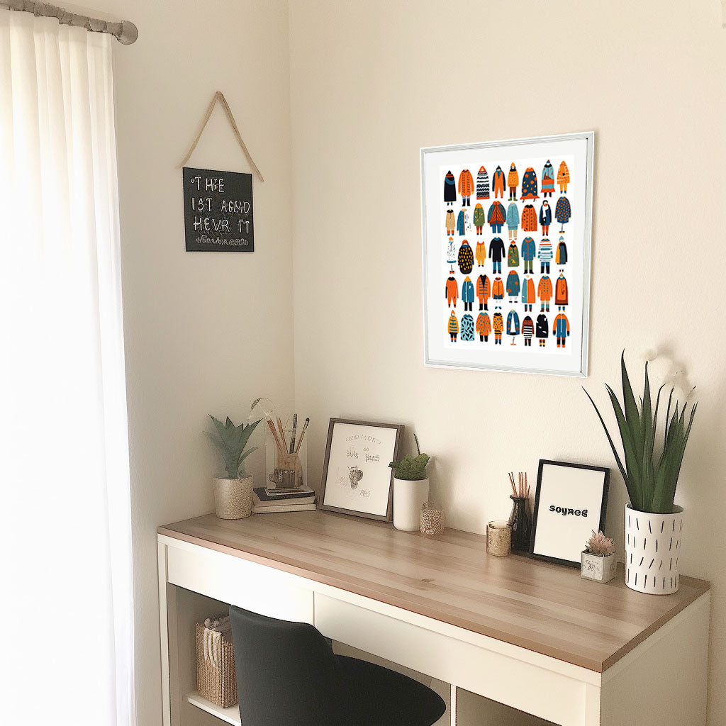 着物のアートポスター机配置イメージ