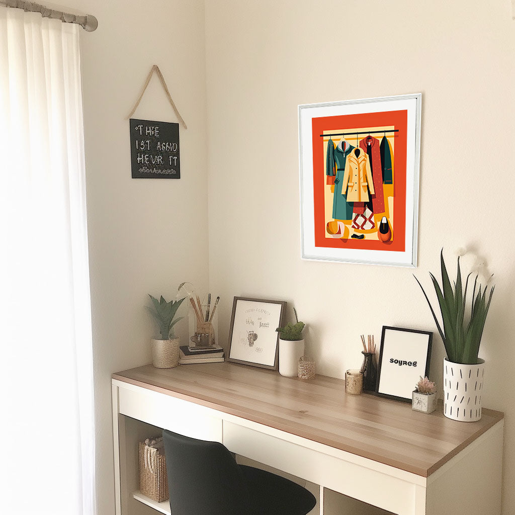 着物のアートポスター机配置イメージ