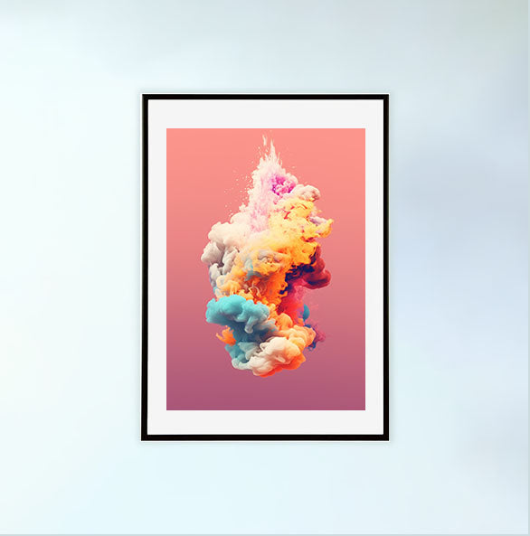 雲のアートポスター黒フレームあり