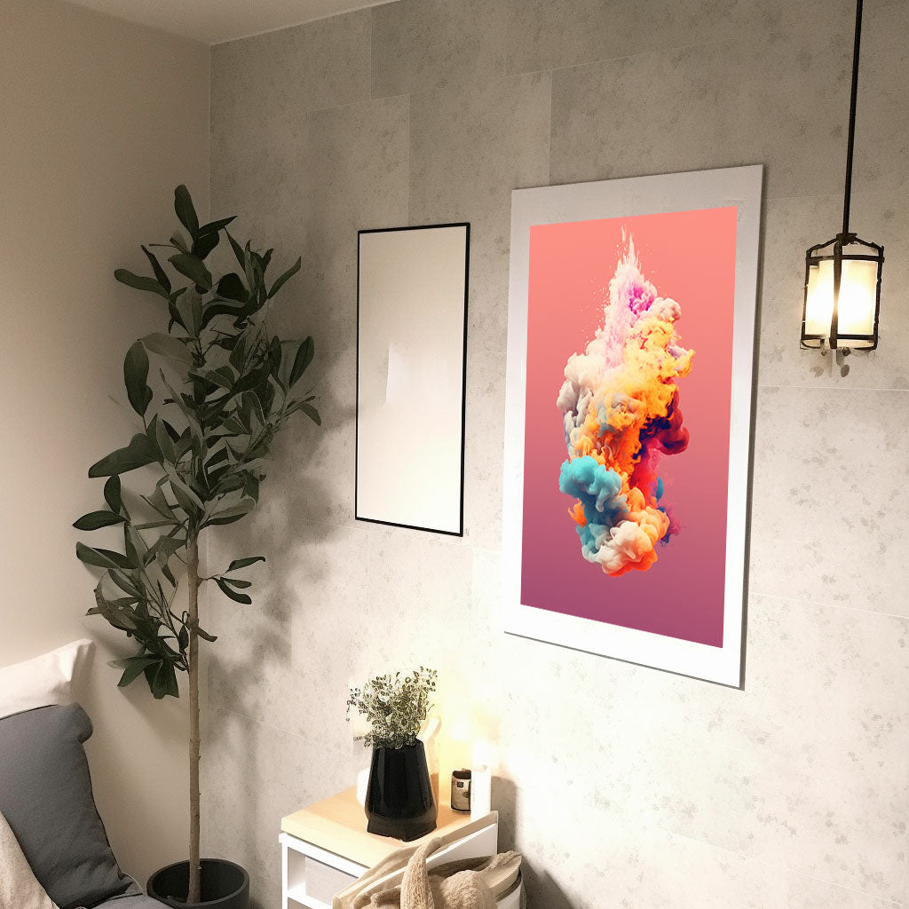 雲のアートポスター廊下配置イメージ