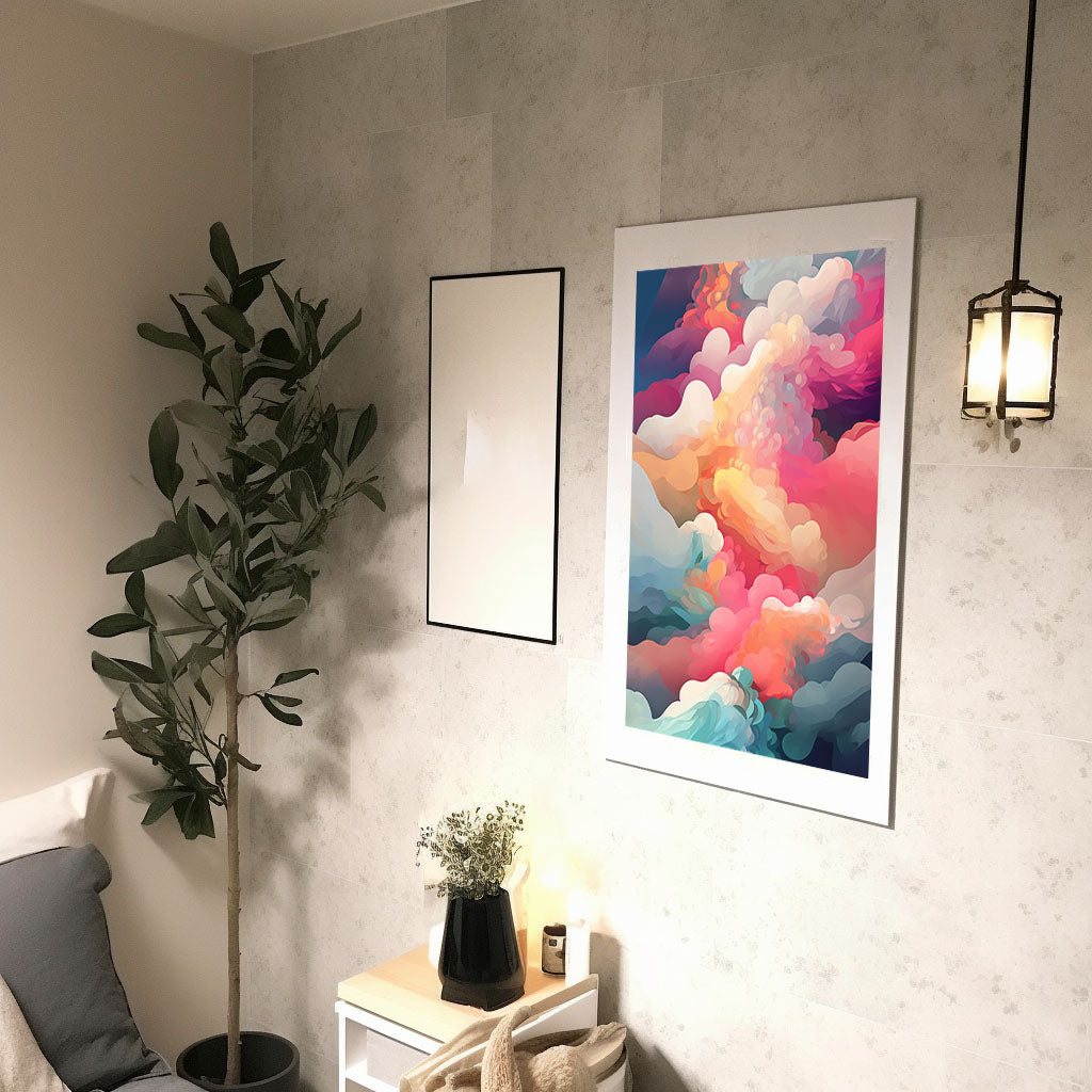 雲のアートポスター廊下配置イメージ