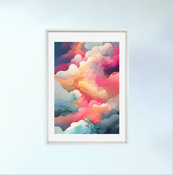 雲のアートポスター銀フレームあり