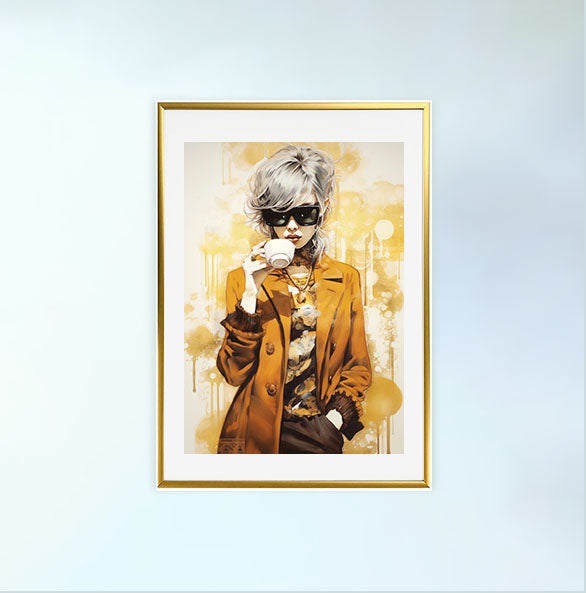 コーヒーベルトのアートポスター金フレームあり