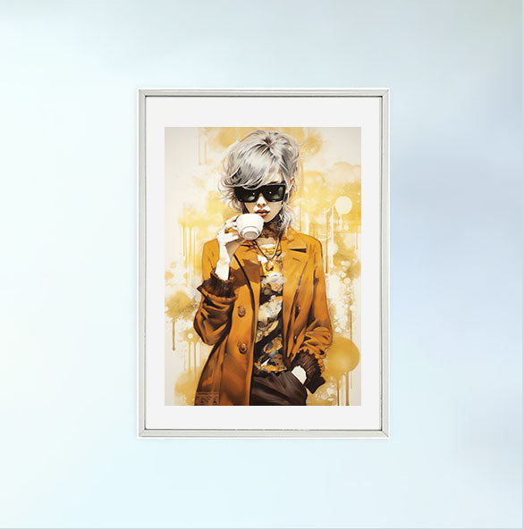 コーヒーベルトのアートポスター銀フレームあり