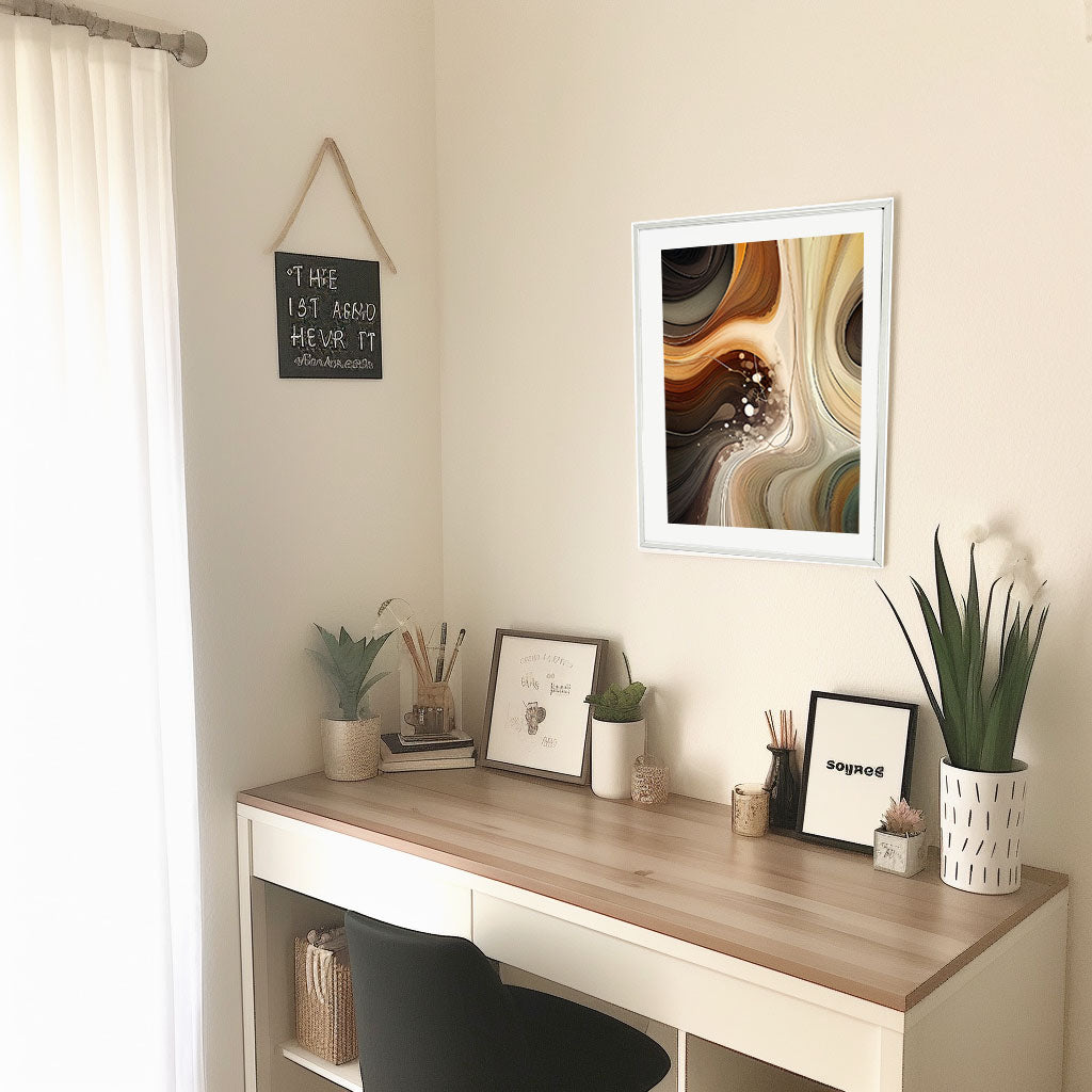 コーヒーベルトのアートポスター机配置イメージ