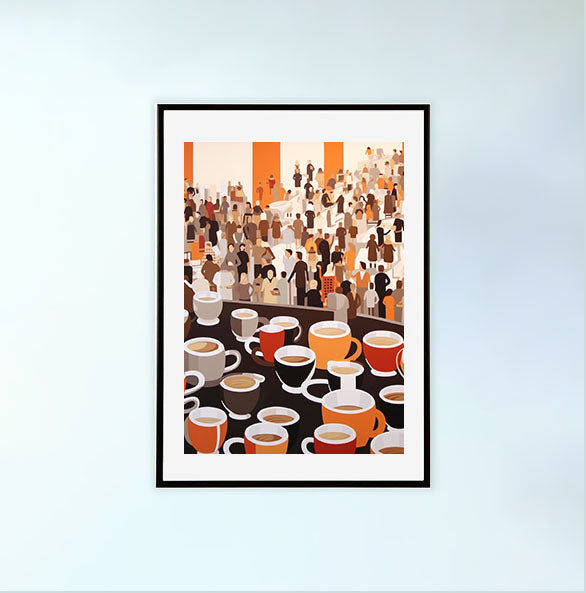 コーヒーベルトのアートポスター黒フレームあり