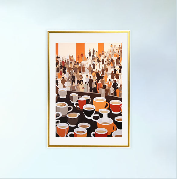 コーヒーベルトのアートポスター金フレームあり