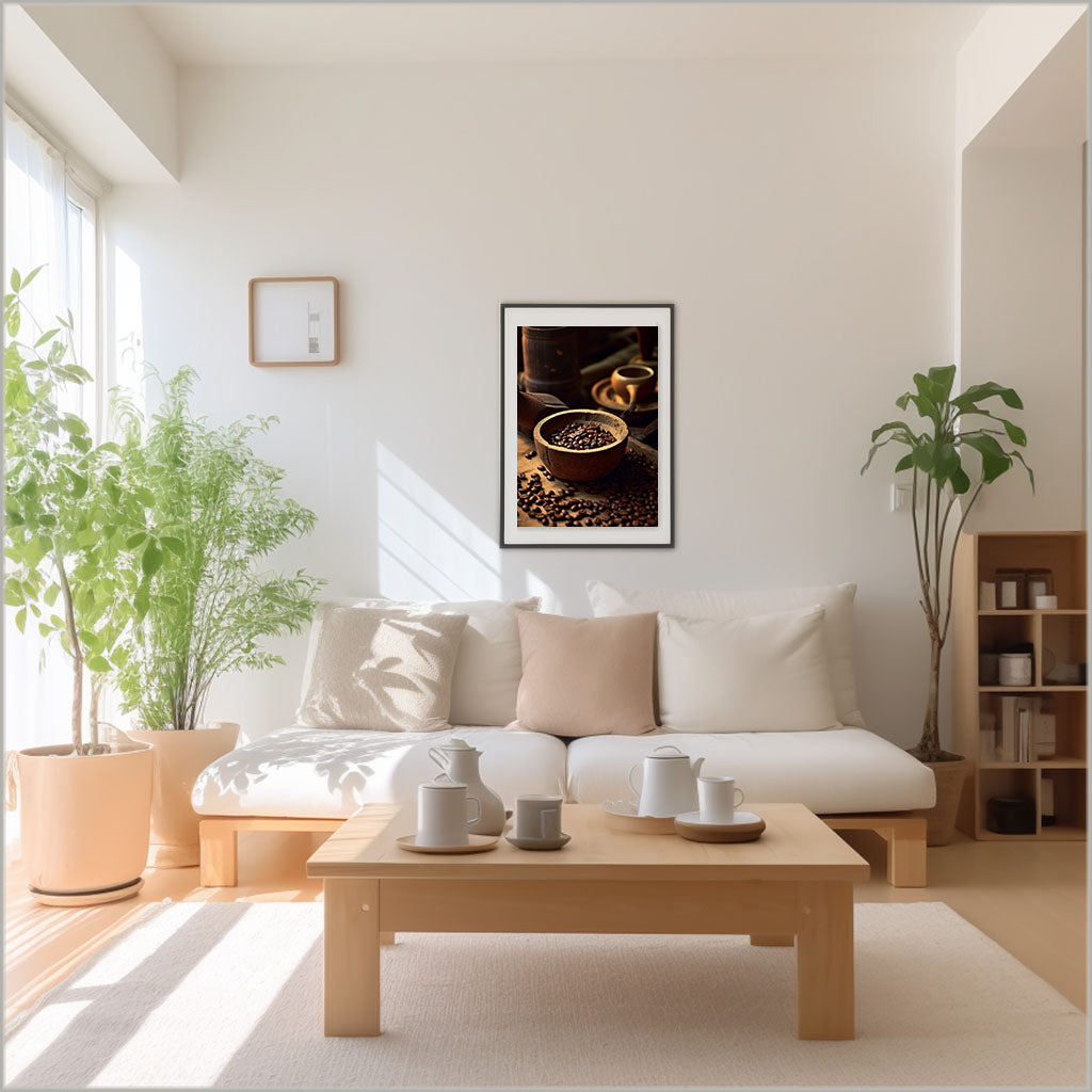 コーヒーベルトのアートポスターリビング配置イメージ