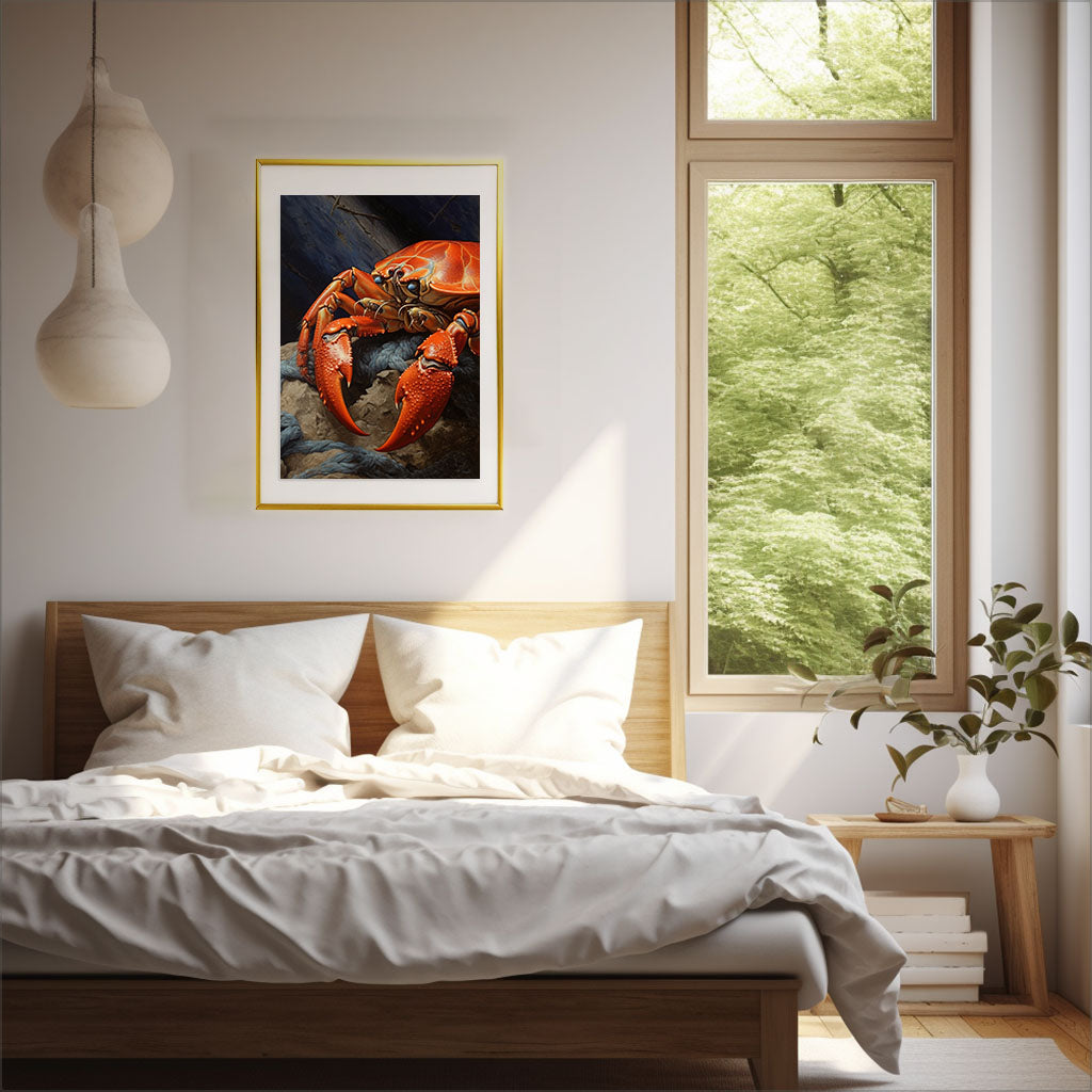 かにのアートポスター寝室配置イメージ