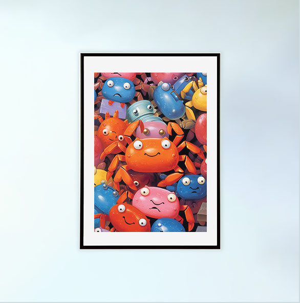 かにのアートポスター黒フレームあり