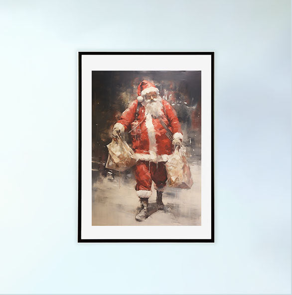 クリスマスのアートポスター黒フレームあり