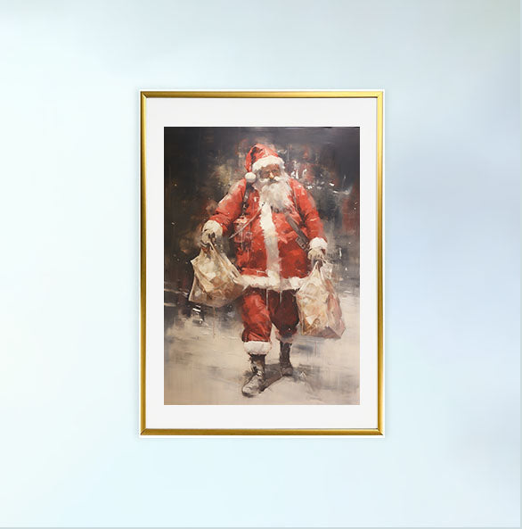 クリスマスのアートポスター金フレームあり