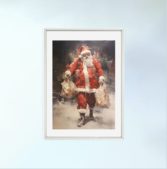 クリスマスのアートポスター銀フレームあり