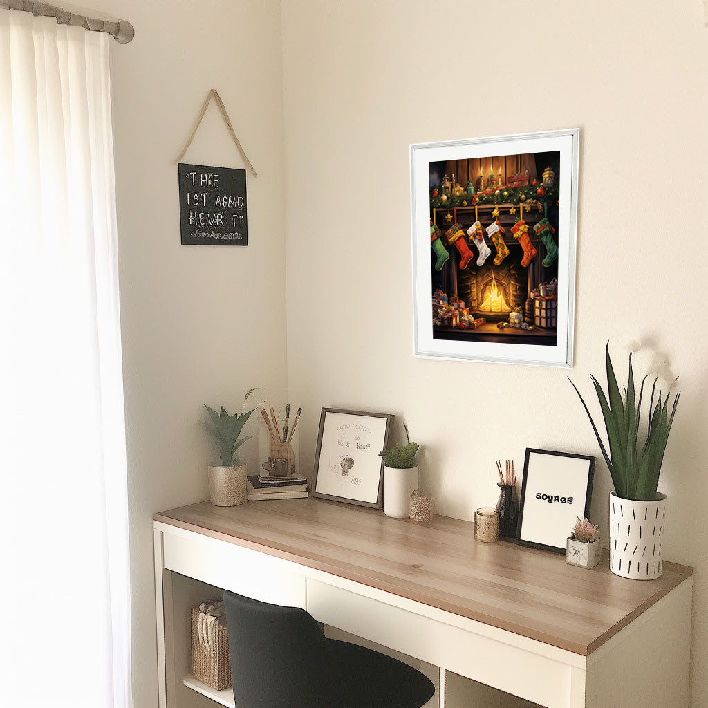 クリスマスのアートポスター机配置イメージ