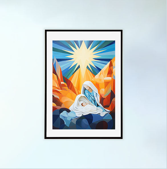 クリスマスのアートポスター黒フレームあり