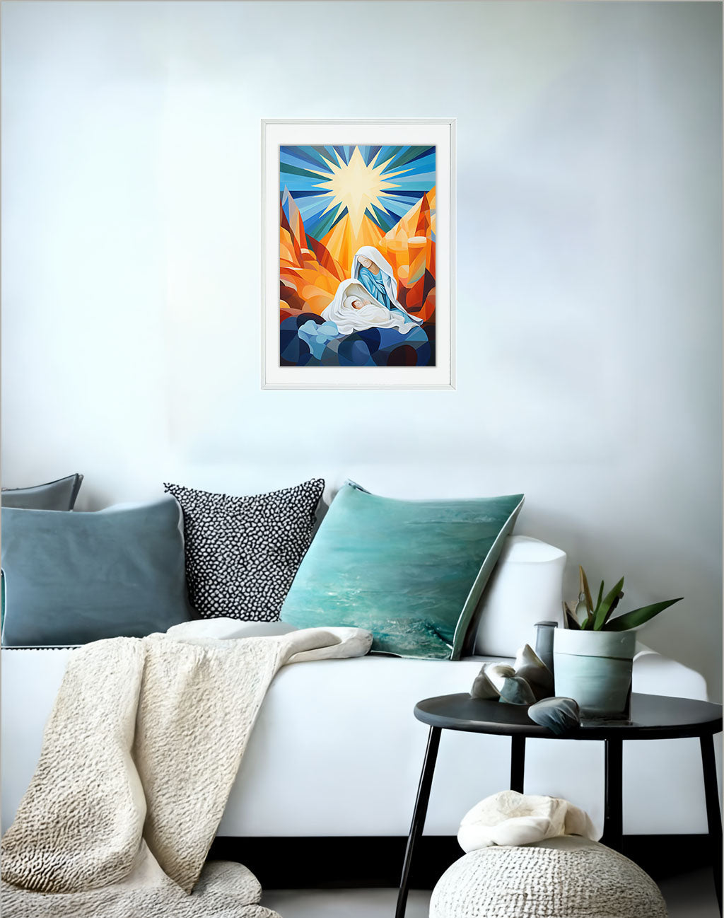 クリスマスのアートポスターソファ配置イメージ