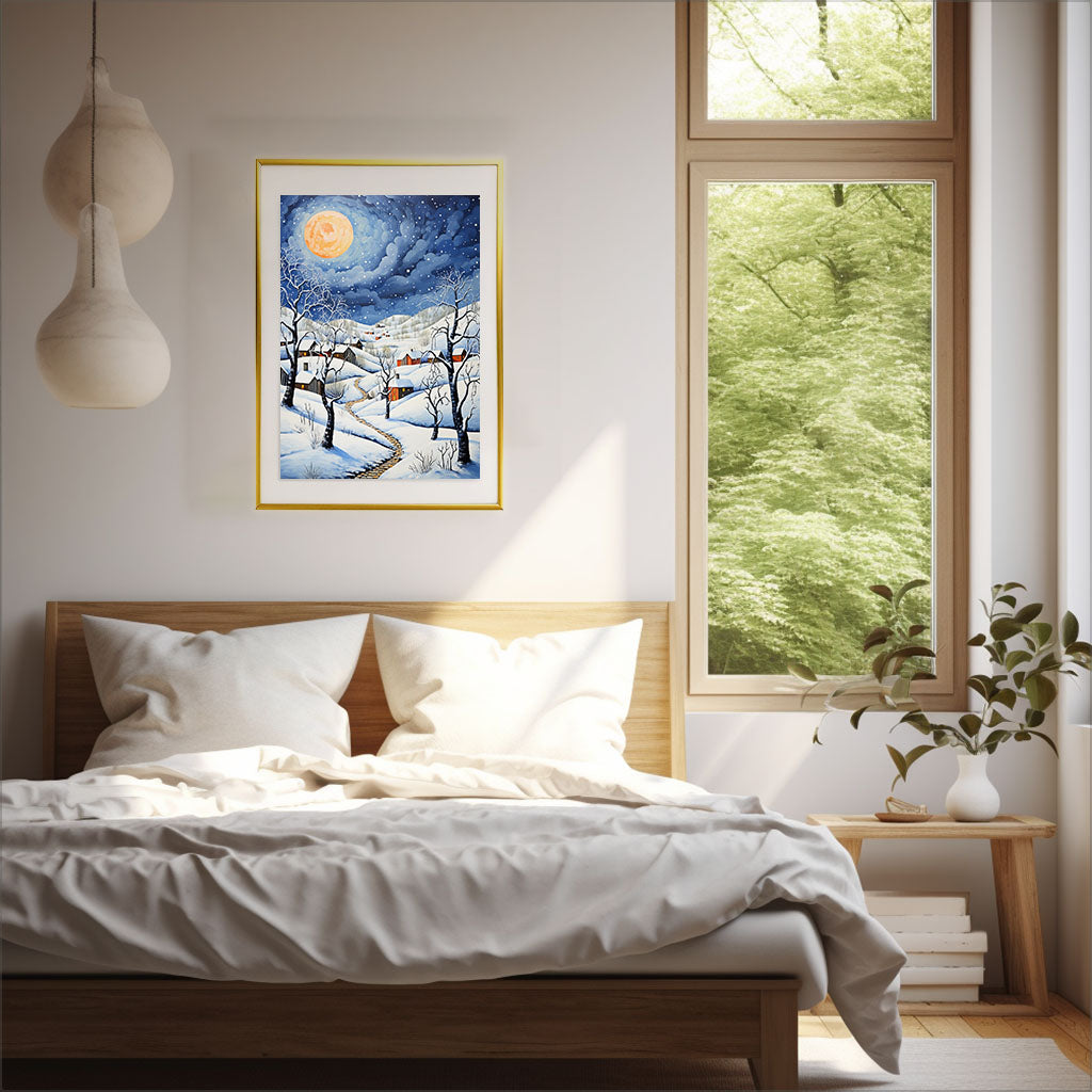 クリスマスのアートポスター寝室配置イメージ