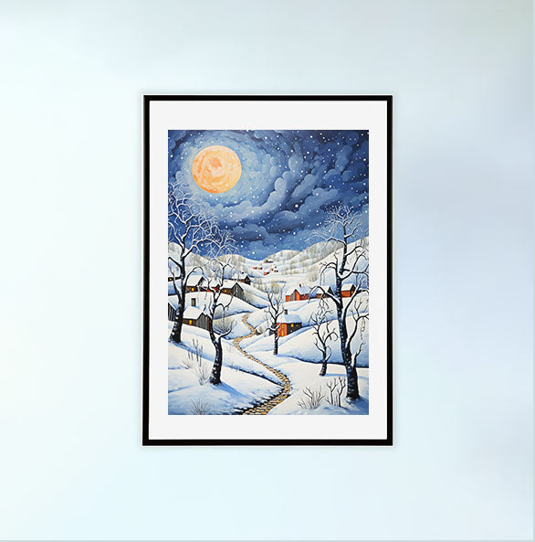 クリスマスのアートポスター黒フレームあり