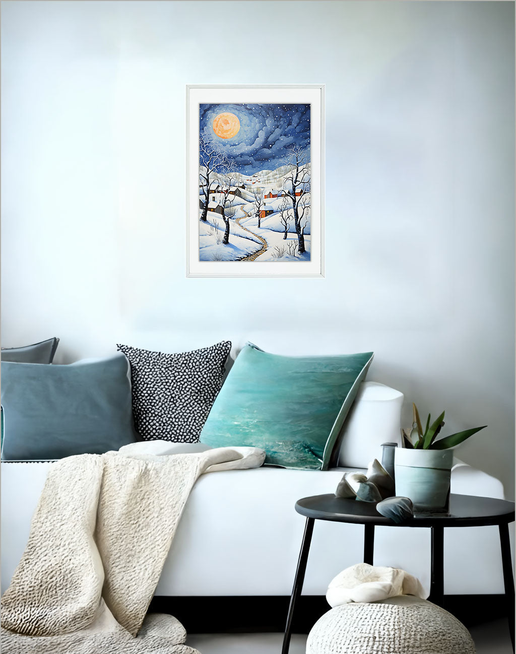 クリスマスのアートポスターソファ配置イメージ