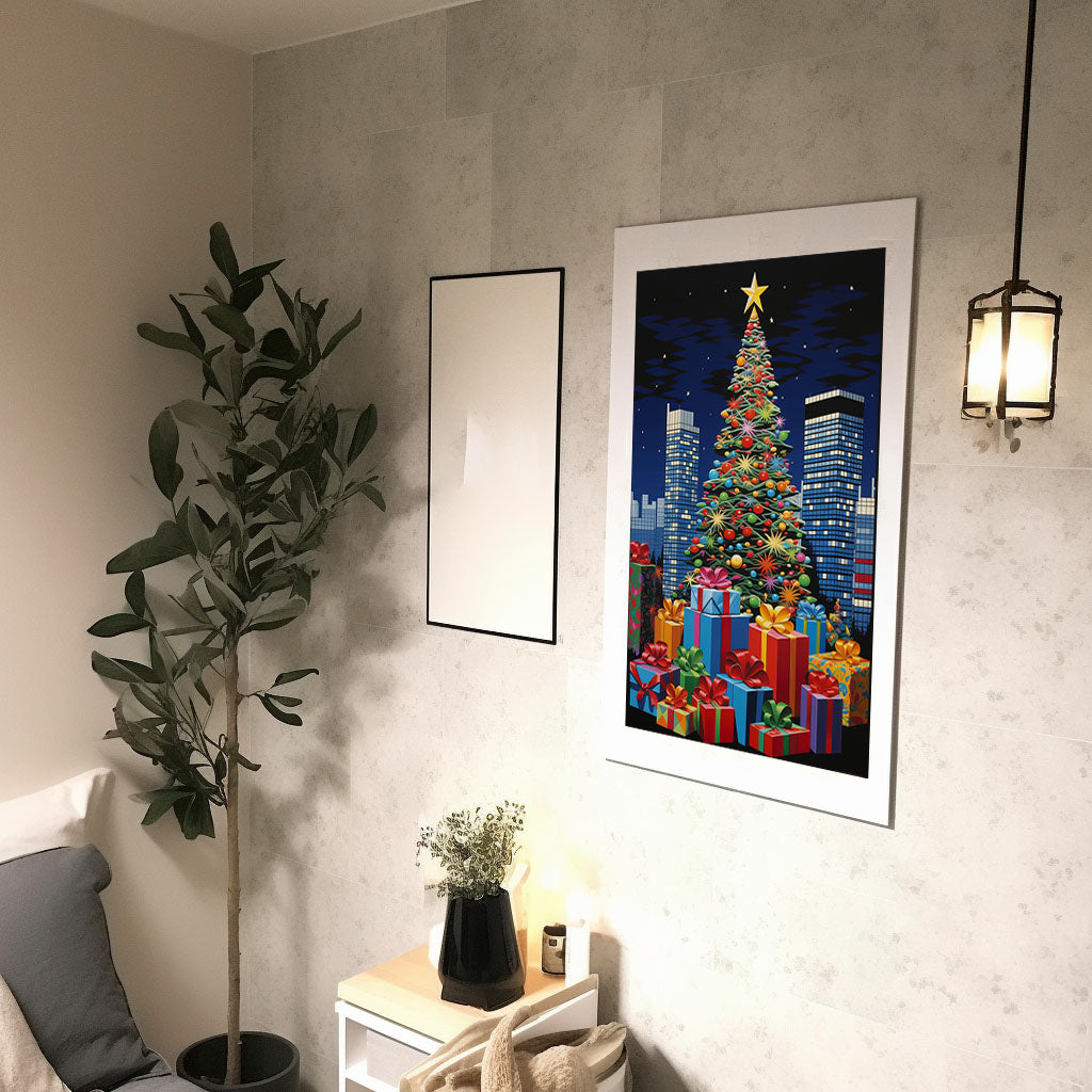 クリスマスのアートポスター廊下配置イメージ