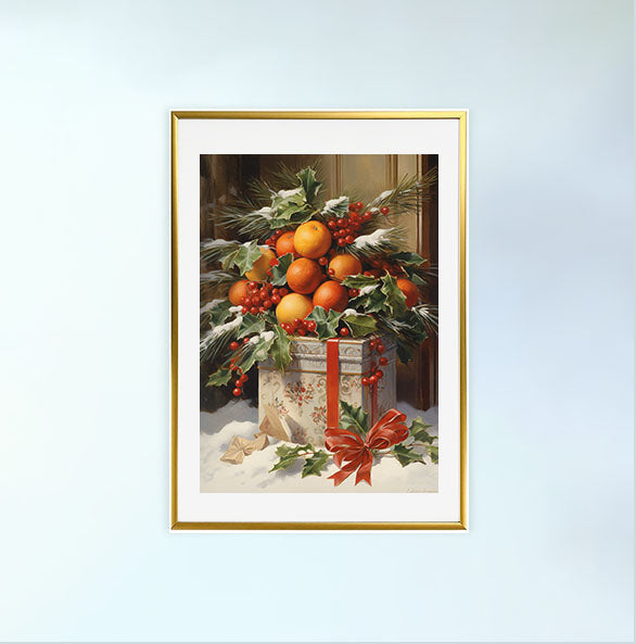 クリスマスのアートポスター金フレームあり
