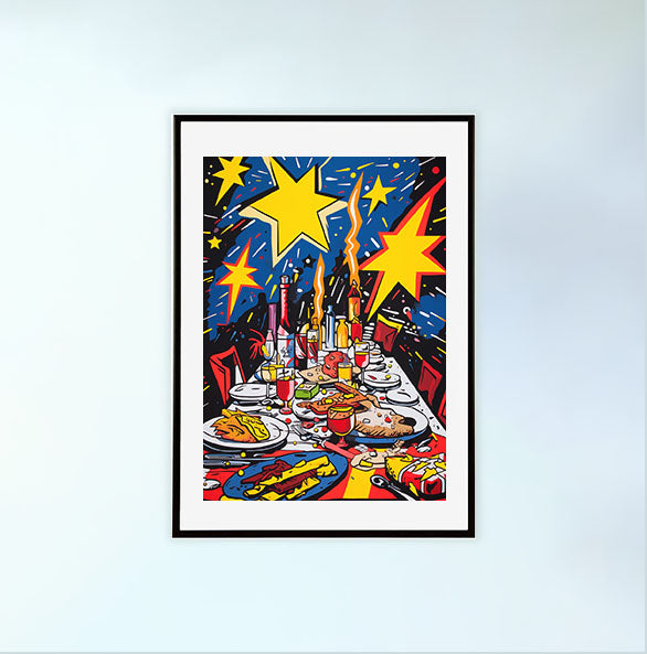 クリスマスのアートポスター黒フレームあり