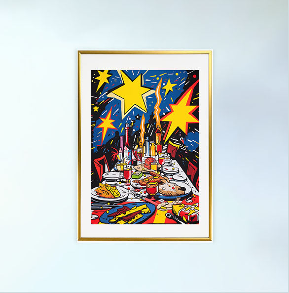 クリスマスのアートポスター金フレームあり