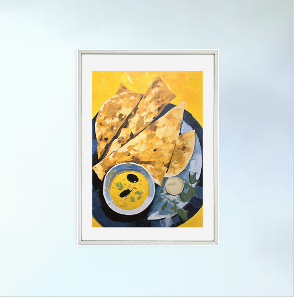 カレーのアートポスター銀フレームあり