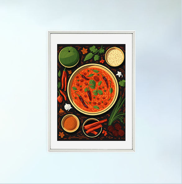 カレーのアートポスター銀フレームあり