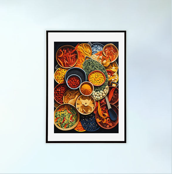 カレーのアートポスター黒フレームあり