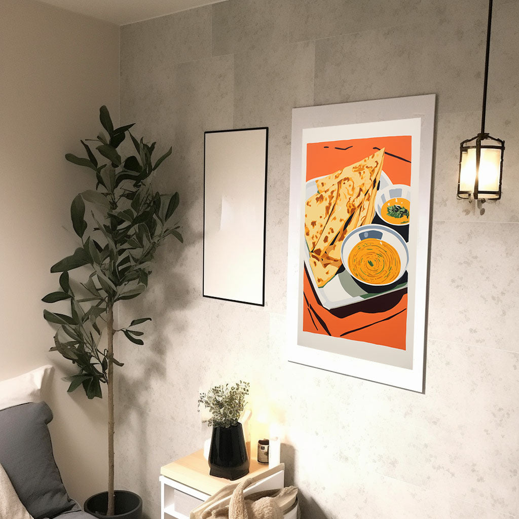 カレーのアートポスター廊下配置イメージ