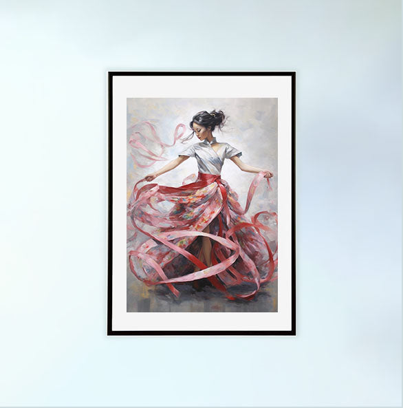 ダンスのアートポスター黒フレームあり