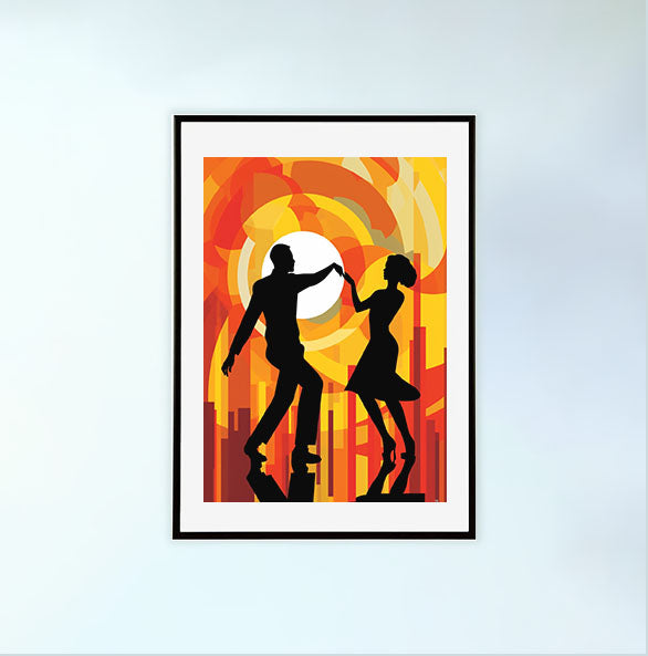 ダンスのアートポスター黒フレームあり