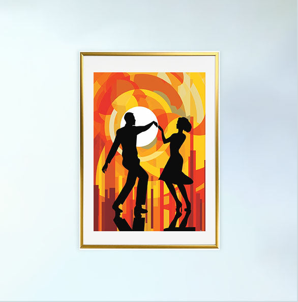 ダンスのアートポスター金フレームあり