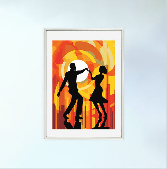 ダンスのアートポスター銀フレームあり