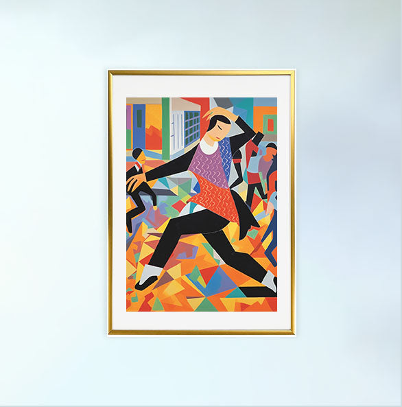 ダンスのアートポスター金フレームあり