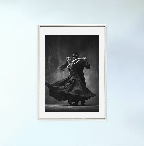 ダンスのアートポスター銀フレームあり