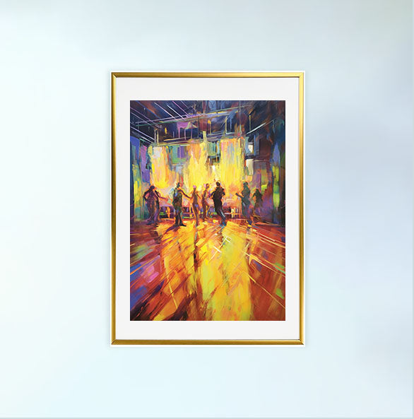 ダンスのアートポスター金フレームあり